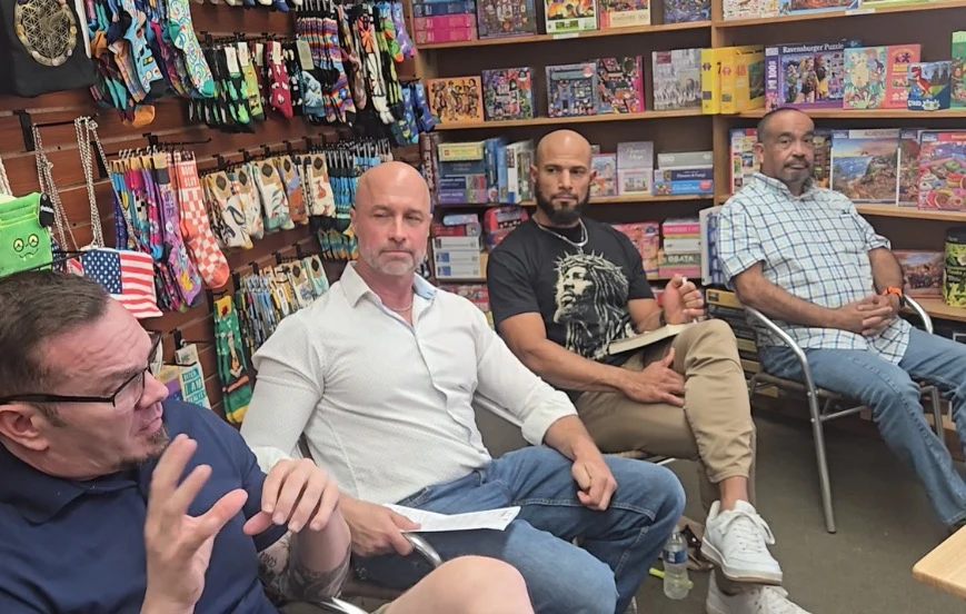 21st Century Masculinity Panel with Bill McCamley and panelists at COAS Books in Las Cruces, New Mexico