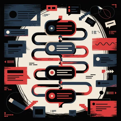 Editorial illustration representing public updates, discussion threads, and online conversation